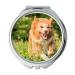 Mirror Travel Mirror Dog Run Play Meadow Flowers Pocket Mirror portable mirror