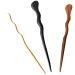JWL Hawnkoa Products (3) Different (1) Rosewood (1) Ebony & (1) Yellow Teak Spiral Six (6) Inch Hair Sticks Picks Pic Pin Fork - Hawaiian Style