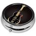 Black Guitar Round Pill Box - 3 Compartment Portable Organizer for Travel | Best Travel Pill Box - Buy Online on GoSupps.com