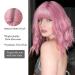 Oefei 14 Inch Short Wavy Pink Bob Wig - Heat-Resistant Synthetic Hair for Cosplay & Daily Use - Perfect for Parties - Buy Online on GoSupps.com