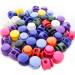 NODG 50 Pcs Assorted Colors Lanyard String Cord Clips Plastic Round Ball Shape Fastener Slider Toggles Clip Spring Cord Lock End Round Toggle Stoppers for Drawstrings Bags Shoelaces Backpacks