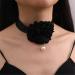 OralGos Camellia Necklace - Floral Choker & Rose Flower Jewelry for Women & Girls | Elegant Black Fabric Accessory - Buy Online on GoSupps.com