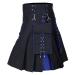 Kilt rock men Scottish 4xl Scottish kilt shoes simple and stylish medieval Scotland folding skirts punk skirts with contrast pockets high waist short skirt slim fit regular blue s