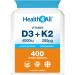 Health4All Vitamin D3 4000iu & Vitamin K2 200ug (Natural MK7) 400 Tablets (1+ Year Supply) Vegan Vitamin D3 K2 Supplement High Strength MK-7 from Natto Made in The UK