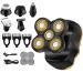 Buy 6 in 1 USB Rechargeable Head Shavers for Bald Men - Waterproof Electric Shaver with FIVE Floating Heads Beard Nose Ear Hair Trimmer & Facial Brush (Gold - Buy Online on GoSupps.com