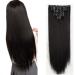 SEGO 8 Pieces Clip In Hair Extensions Straight 18 Clips Full Head Clip In Hairpiece Hot Stylish Hair 23" Inch Natural Black 23" Natural Black