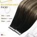 Moresoo Invisible Tape-In Hair Extensions - Real Hair 35cm - Black to Dark Brown with Caramel Blonde - 10 Pieces 25g #1B/3/27 - Premium Quality Adhesive Tapes - Buy Online on GoSupps.com