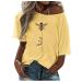 Ppanguding Women Good T-Shirt Summer Mode Off Shoulder Rainbow Bring on the Sunshine Pattern Shirt Shirt Shirt tops tops blouse graphic print tops tea tops xxl yellow-c