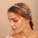 Blue Flower Rhinestone Wedding Headband | Handmade Pearl Bridal Hair Accessory - Buy Online on GoSupps.com