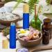 Frosted Glass Essential Oil Roller Bottles 10pcs - Dark Blue, Wood Grain Cap, Stainless Steel Roller Balls - 10ml Empty Perfume Bottles - Buy Online on GoSupps.com