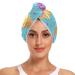 Colored Ice Cream Hair Towel 2 Pack Super Absorbent Hair Drying Towel Quick Dry Hair Turbans Head Towel with Button Twisty Wrap for Women Girls