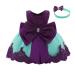 FYMNSI Baby Girl Baptism Christening Dress Bowknot Lace Floral Embroidery Formal Party Birthday Pageant Wedding Bridesmaid Tutu Princess Christmas Evening Gown with Headband Outfit for 6-24 Months 9-12 Months Gree Purple