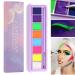 Go Ho 8 Colors Water Activated Eyeliner Palette,Highly Pigmented Bright Vibrant Fluorescent Rainbow Colorful Face and Body Paint Makeup,Matte and UV Glow Graphic Eyeliner,With Eyeliner Brush-01 4 UV Colors(01)