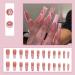 Justotry 24 Pcs Pink Flame French Press-on False Nails for Women - Medium Acrylic Coffin Fake Nails with Glue for Nail Art - Buy Online on GoSupps.com