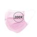 TBOC Disposable Hygiene Mask - Polypropylene Mask 3 Layers Soft Lightweight Breathable with Nose Clip 200 Pink Units