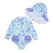 BONVERANO Baby Girls Swimsuit Toddler Bathing Suit Long-Sleeve Zipper One Piece Swimwear with UPF 50+ Sun Protection 2-3 Years Purple Flower