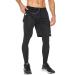 SILKWORLD Men's 2 in 1 Running Pants Compression Athletic Pants Workout Legging with Zipper Pockets Large 1-black