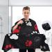 Waterproof Barber Cape - Dog's Paw White & Red Cheetah Haircut Bib for Men & Women | Unisex Hair Cutting Cape - Buy Online on GoSupps.com