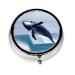 Whales at Searound Pill Box 3 Compartments Round Pill Box Organizer for Purse Or Pocket &*Portable Travel Pill Box