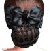 Elegant Women's Hair Node Cover - Mesh Network Bow Decoration & Satin Loop Hair Clip - Stylish French Clip with Flowers - Perfect Hair Accessories for Stewardess Banks Hotels & Restaurant Employees (Black) - Buy Online on GoSupps.com