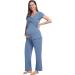 Maternity Pyjama Set XL | Short Sleeve Tops & Long Pants | Summer Cool & Moisture Wicking | Pregnancy & Nursing Sleepwear in Dusty Blue - Buy Online on GoSupps.com