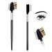 2 in 1 Eyelash Comb and Eyebrow Brush Resuable Dual Eyebrow Comb Set with Stainless Steel Tooth Makeup Grooming Tool Mascara Applicator for Separating Lashes Shaping Brow (2 PCS)