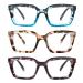 MMOWW Oversized Reading Glasses for Women 3 Pack Blue Light Blocking Fashion Computer Readers with Spring Hingle +1.5 3 Pack 1.5 x