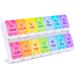 DANYING New Version Large 7 Day Pill Organizer 2 Times a Day, Push Button Weekly Pill Box, AM PM Pill Case, Rainbow Pill Container, Twice A Day Vitamin Organizer