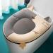Warm Toilet Seat Covers 2PCS with Zipper Lid Lifter Handle Cat Cartoon Design - Washable & Reusable Toilet Seat Mats in Cat-yellow Grey - Buy Online on GoSupps.com