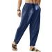 Cooleep Men's Linen Pants - Lightweight Summer Yoga Pants with Elastic Belt - Casual 4XL Deep Blue - Buy Online on GoSupps.com