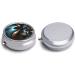 Decorative Round Pill Box - 3 Compartment Abstract Blue Brown Print | Portable Metal Pill Organizer for Travel - Buy Online on GoSupps.com