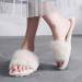 Black Fluffy Sliders Faux Fur Fluffy Slippers Women Slippers Fashion Ladies Shoes Furry Flip Flops Fur Slides with Arch Support Female Flat Sandals Autumn Slides for Indoor Outdoor (D 24.5CM) - Buy Online on GoSupps.com