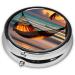 Sunset Beach Hammock Round Pill Box | 3 Compartment Portable Organizer for Travel & Purse - Buy Online on GoSupps.com