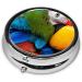 Fantastic Parrot Feather Printed Mini Round Pill Box | 3 Compartment Travel Organizer | Portable Medicine Case for Home & Office - Buy Online on GoSupps.com