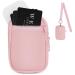 2 in 1 Zippered Pouch with Mini Pocket Compatible with Touchland Power Mist and Glow Mist 1FL OZ Pouch Case for Hand Sanitizer Card Spray Bottle Accessories with Strap for Women Men Pink