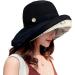 Women's Mesh Sun Hat with UV Protection UPF, Wide Brim & Chin Strap - Black | Summer Beach Essential - Buy Online on GoSupps.com