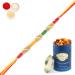 Ghasitaram Gifts Rakhis Online for Brother- R-2109 Rakhi Thread with 100 GMS of Dryfruits Mix Can Rakhi Set with 100 gms of Dryfruits Mix Can