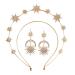 Halo Crown Stars Goddess Crown Halo Headband Tiaras and Crowns for Women Boho Bridal Wedding Headpiece (1-Gold Crown With Earrings)
