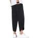 DOSLAVIDA Men's Casual Elastic Waist Linen Capri Pants Wide Leg Harem Yoga Trousers - Solid Black, Medium - Buy Online on GoSupps.com