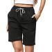 Women's Knee-Length Bermuda Shorts - Casual Summer Capris with Drawstring Waist in Black - Buy Online on GoSupps.com