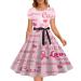 Yihaojia Womens Breast Cancer Dress Short Sleeve/Sleeveless Round Neck A Line Dress Pink Ribbon Print Midi Dress Pink#51 Medium