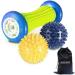 Foot Massage Roller Ball for Plantar Fasciitis - 1 Foot Roller and 2 Spiky Massage Balls Set  Foot Arch Pain Relief Deep Trigger Point Therapy Muscle Recovery Stress Relief