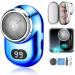 Mini Electric Shaver 2024 New Fast Charging Digital Display Mini Shaver Mini Portable with Mirror USB Rechargeable Powerful Storm Shaver for Men Mini Electric Razor Beard Trimmer (Blue)