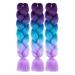 AFNOTE Ombre Braiding Hair 24 Inch 3Pcs Pre Stretched Braid Extensions - Dark Purple/Lake Blue/Light Purple - Buy Online on GoSupps.com