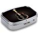 Shop Stylish Black Guitar Print Pill Box | 2 Compartment Portable Medicine Organizer - Perfect for Pocket or Purse - Buy Online on GoSupps.com
