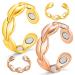 Vicmag 2PCS Copper Rings for Women 7X Magnetic 99.99% Solid Pure Copper Adjustable with Gift Box (Gold & Rose Gold) Leaf Gold & Rose Gold