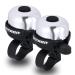 LYCAON Bicycle Bell Mini Aluminum Alloy Bike Ring Horn Accessories for Scooter Cruiser Ebike Tricycle Mountain Road Bike MTB BMX Electric Bike Sliver - Right Side Use - 2 Packs