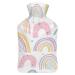 Rainbow Hot Water Bottle With Cover Plush Bed Bottle Hand Warmer For Adults And Children 26.5X15.3cm