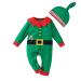 LIKPOJA Newborn Baby First Christmas Elf Outfit One-Pieces Baby Christmas Dress Up Santa Costume with Elf Hat for Toddler Baby Girls and Baby Boys 3-6 Months Christmas Elf Outfit J