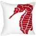 DECOPOW Embroidered Nautical Decor Pillow Cover Square 18 Inches Decorative Canvas Pillow Cover for Nautical Style Deco by (Red-Seahorse)